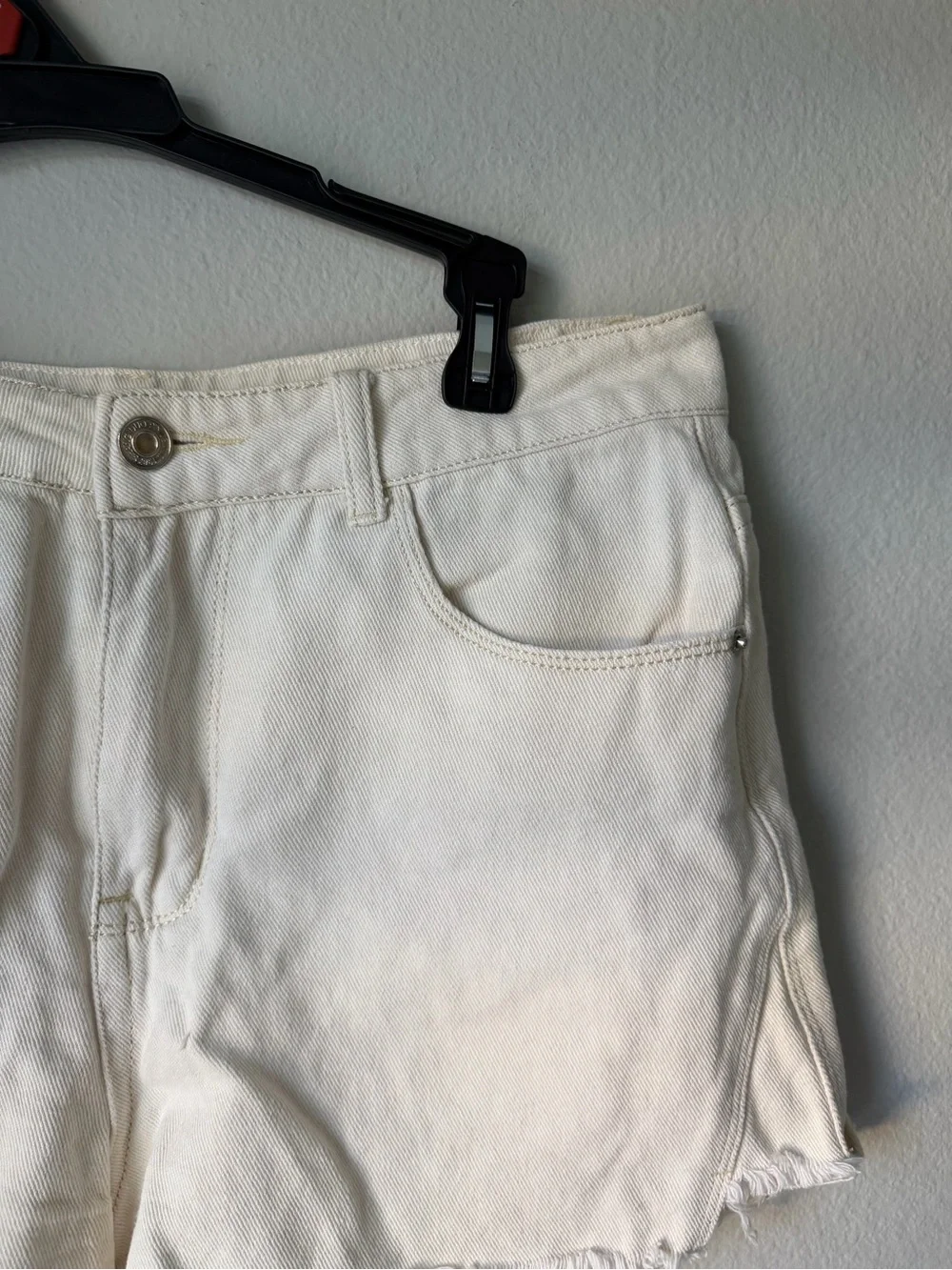 Women's White Frayed Denim Shorts